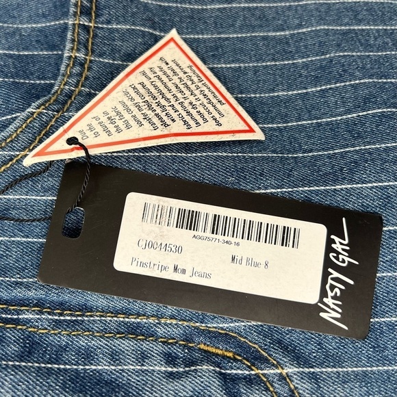 NWT Nasty Gal High Waist Pinstripe Mom Jeans - Picture 8 of 9